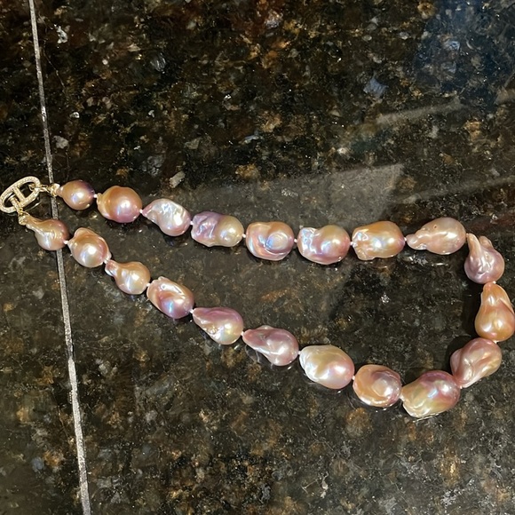 Irregular Genuine Natural Large Baroque FreshWater Pearl Choker Chunky 16” - Picture 5 of 11